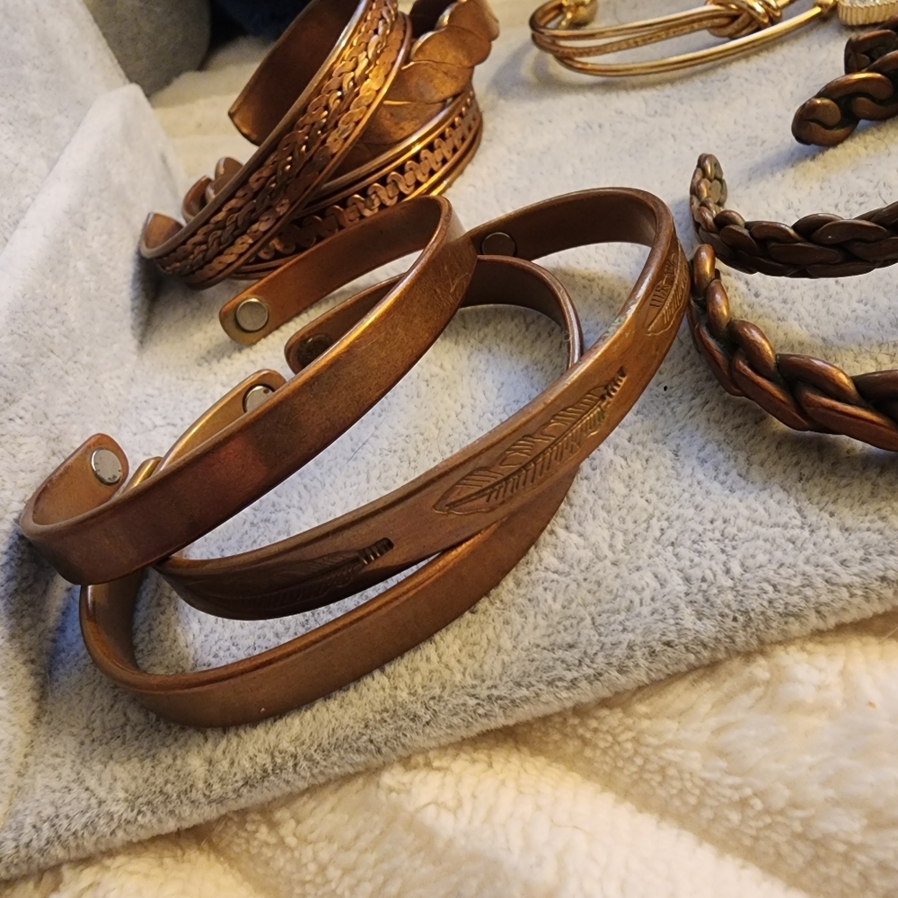 16 Cuff Bracelet Lot Vintage to Now Copper Costume Sarah Coventry Mary Kay Stack - Picture 2 of 16
